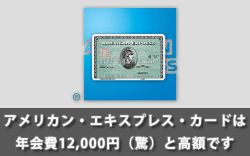 アメリカン・エキスプレス・カードは年会費12,000円（驚）と高額です